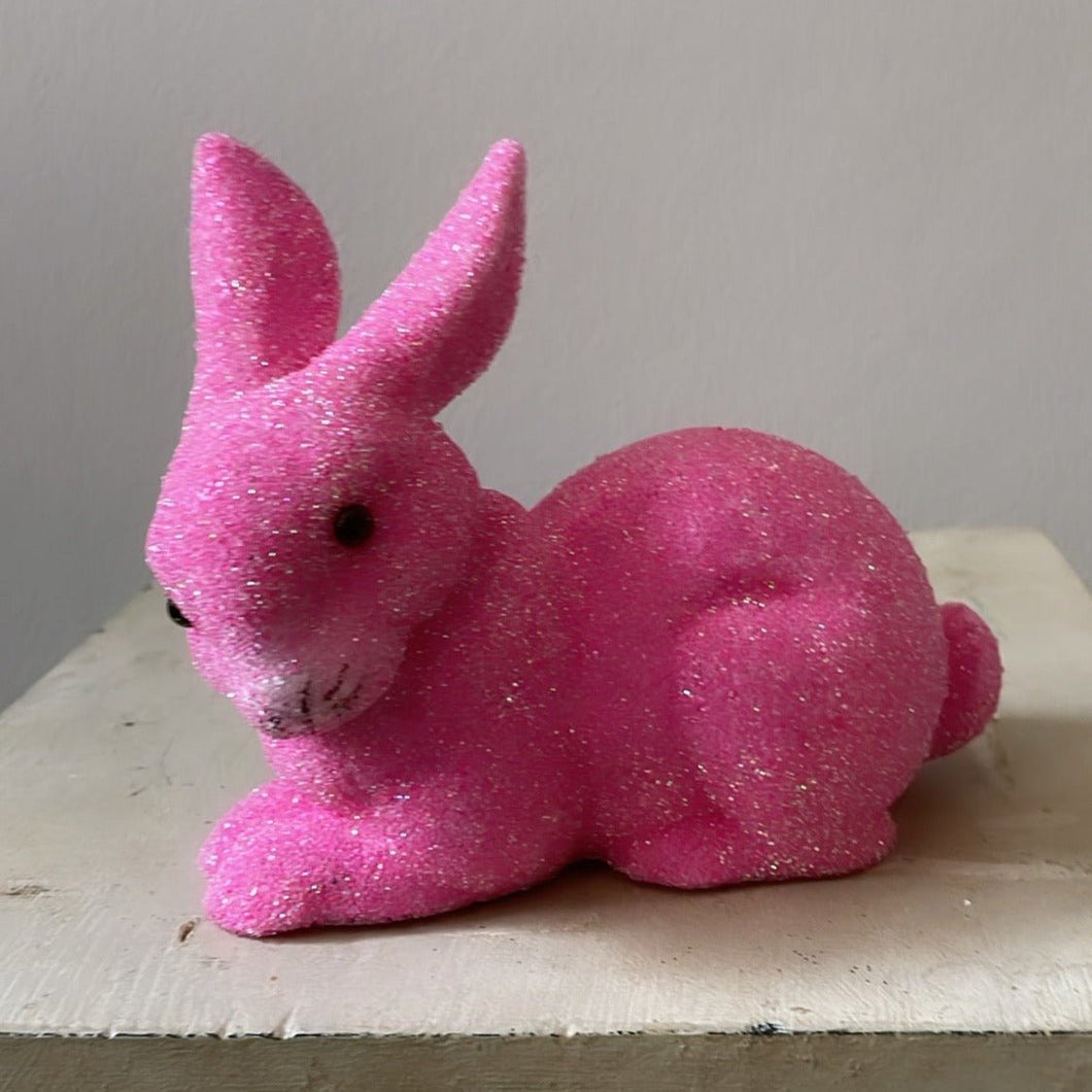 Hot Pink Beaded Small Bunny Lying - Ino Schaller - Bon Ton goods