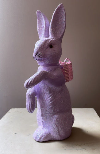 Lavender Glitter Bunny with Basket - Ino Schaller - Bon Ton goods