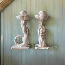 Load image into Gallery viewer, Sicilian Mermaid Candlestick - Cream Glaze
