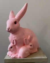 Load image into Gallery viewer, Mother Bunny with Kit, Pink Beaded with White Detail - Bon Ton goods
