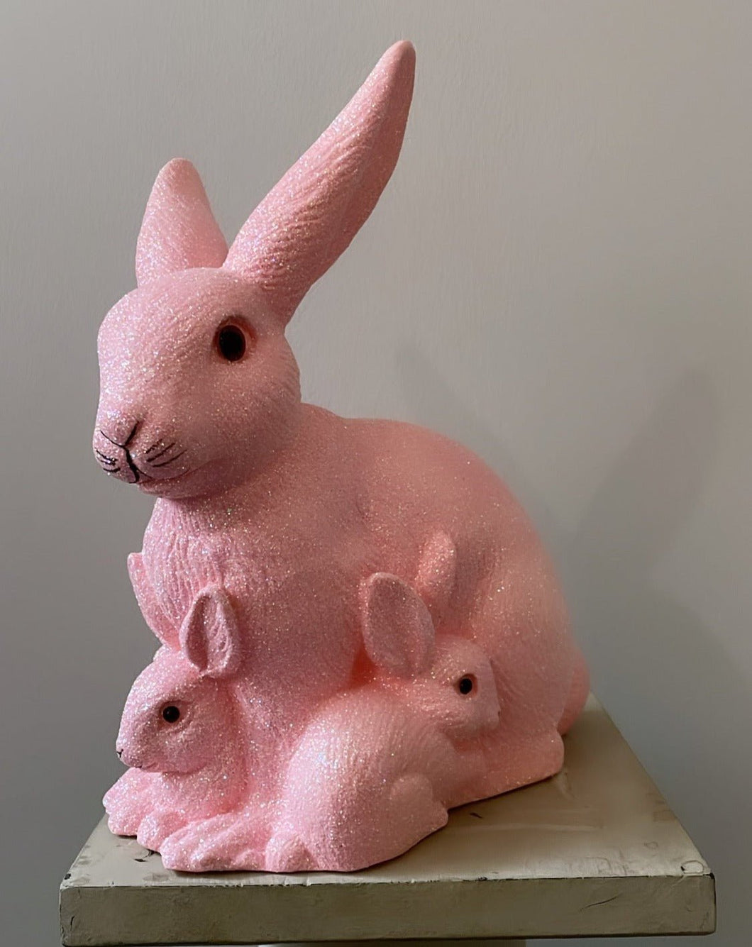 Mother Bunny with Kit, Pink Beaded with White Detail - Bon Ton goods