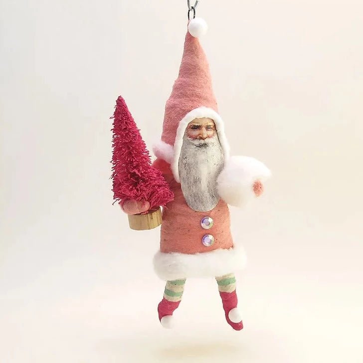 Pink Santa Ornament - Vintage Inspired Spun Cotton - Bon Ton goods