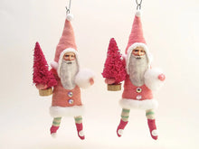 Load image into Gallery viewer, Pink Santa Ornament - Vintage Inspired Spun Cotton - Bon Ton goods
