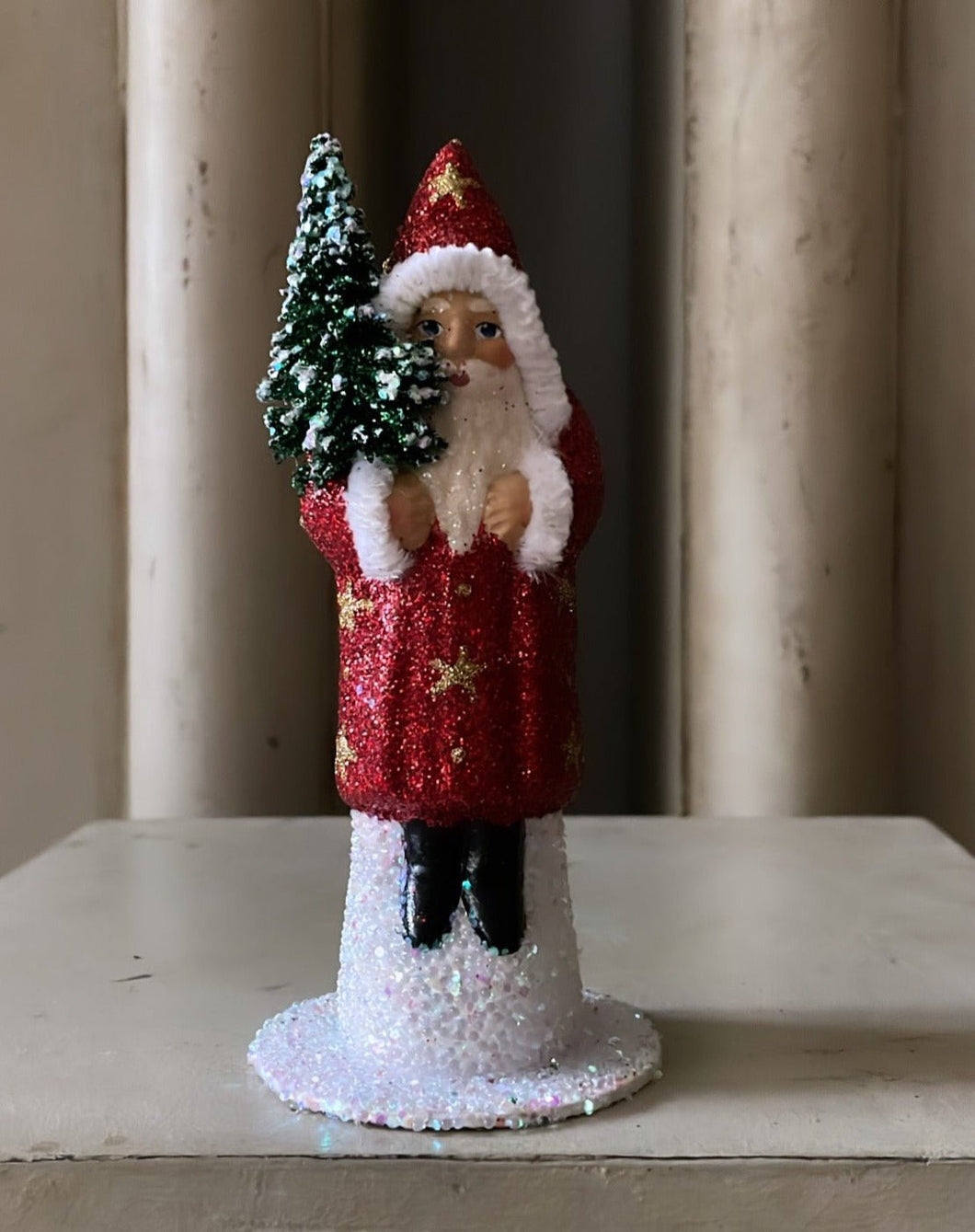 Red Beaded Santa with Gold Stars - Bon Ton goods