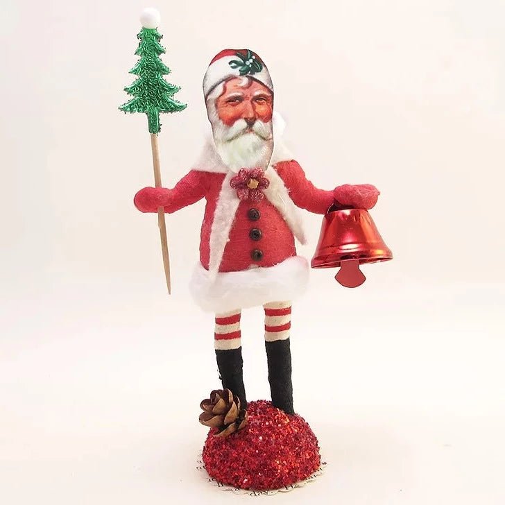 Red Jingle Bell Santa Figure - Vintage Inspired Spun Cotton - Bon Ton goods