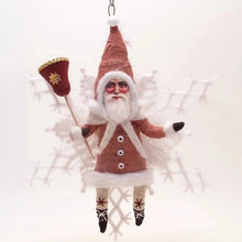 Load image into Gallery viewer, Red Snowflake Santa Ornament - Vintage Inspired Spun Cotton - Bon Ton goods
