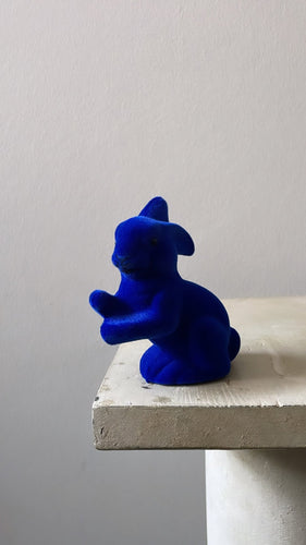 Royal Blue Velvet - Extra Small Sitting Bunny, Ino Schaller - Bon Ton goods