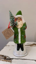 Load image into Gallery viewer, Santa Green Beaded Coat with Hand Painted Holly Motif - Ino Schaller - Bon Ton goods
