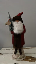 Load image into Gallery viewer, Santa no. 10 - Red Glitter with Brown Fur Trim - Ino Schaller - Bon Ton goods
