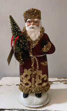 Load image into Gallery viewer, Santa no. 14 - Copper Coat with Gold Beaded Trim and Hand Painted Gold Motif- Ino Schaller - Bon Ton goods
