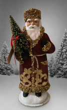 Load image into Gallery viewer, Santa no. 14 - Copper Coat with Gold Beaded Trim and Hand Painted Gold Motif- Ino Schaller
