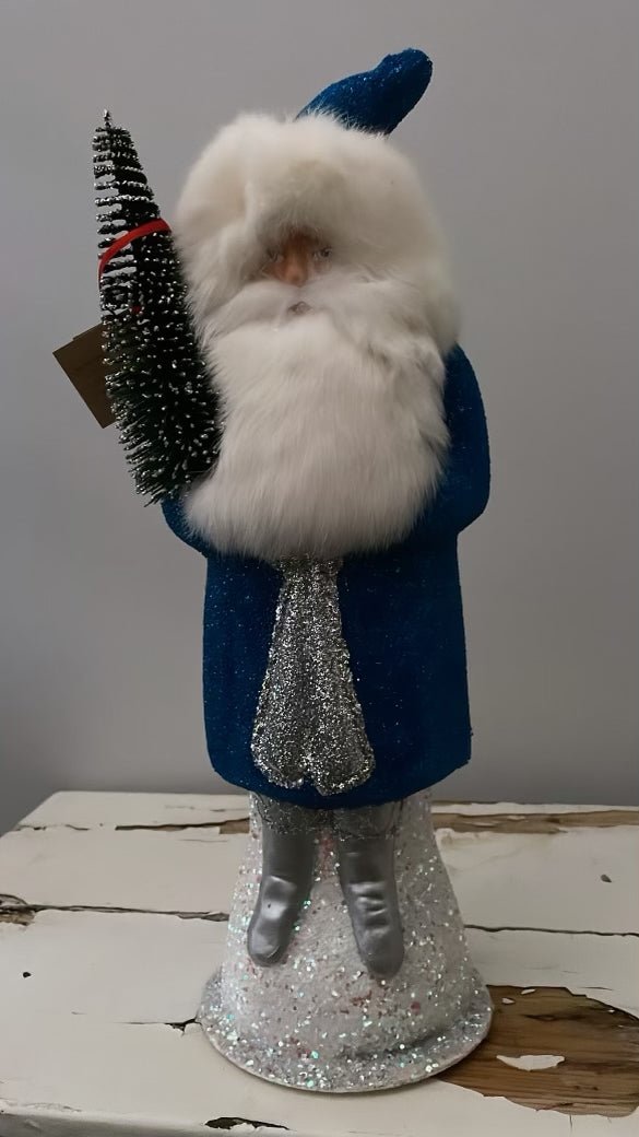 Santa no. 17 - Beaded Bright Blue with Silver Trim - Ino Schaller - Bon Ton goods