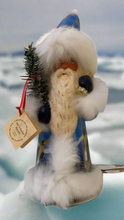 Load image into Gallery viewer, Santa no. 8 - Blue Beaded Coat with Fur Trim, and Hand Painted Penguin Motif
