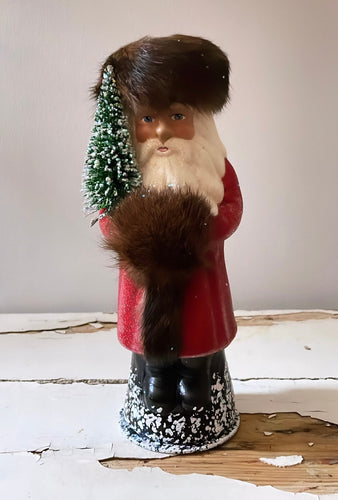Santa Red Beaded Coat with Fur Hat and Muff- Ino Schaller - Bon Ton goods