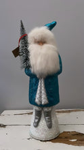 Load image into Gallery viewer, Santa Sponged Glitter Blue with Silver Trim - Ino Schaller - Bon Ton goods
