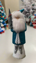 Load image into Gallery viewer, Santa Sponged Glitter  Blue with Silver Trim - Ino Schaller
