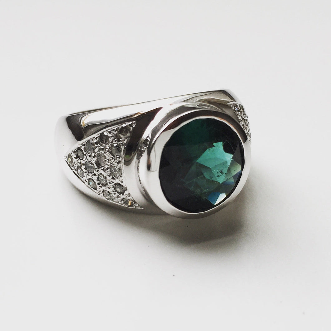 Sea Blue Tourmaline and Diamond Ring - Bon Ton goods