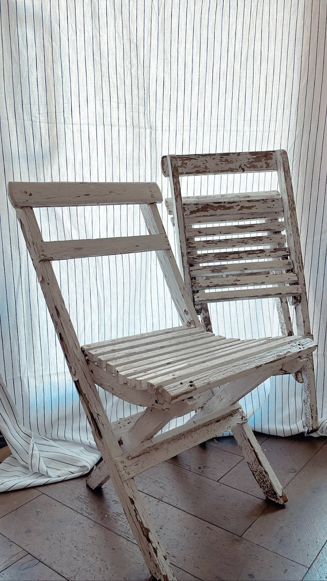 Set of Vintage White Garden Chairs - Bon Ton goods