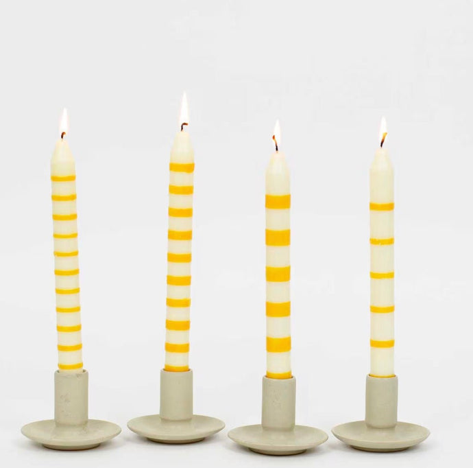 STRIPED CANDLE - YELLOW/WHITE - Bon Ton goods