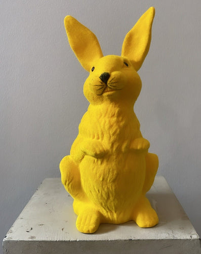 Sunny Yellow Velvet Large Upright Bunny - Ino Schaller - Bon Ton goods