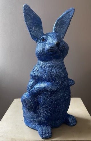 True Blue Glitter Upright Bunny, Large - Ino Schaller - Bon Ton goods