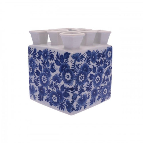 Tulip Vase Blue Flowers Square - Bon Ton goods