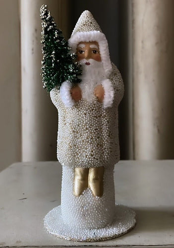 White and Gold Beaded Santa - Bon Ton goods