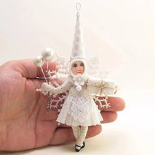 Load image into Gallery viewer, White Snowflake Princess Ornament - Vintage Inspired Spun Cotton - Bon Ton goods
