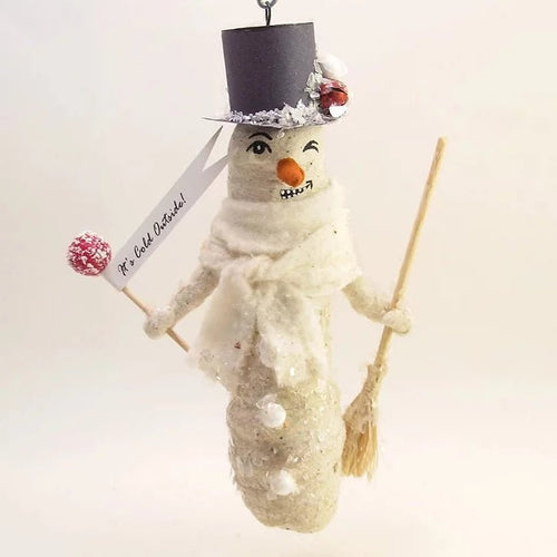 Winking Snowman Ornament - Vintage Inspired Spun Cotton - Bon Ton goods